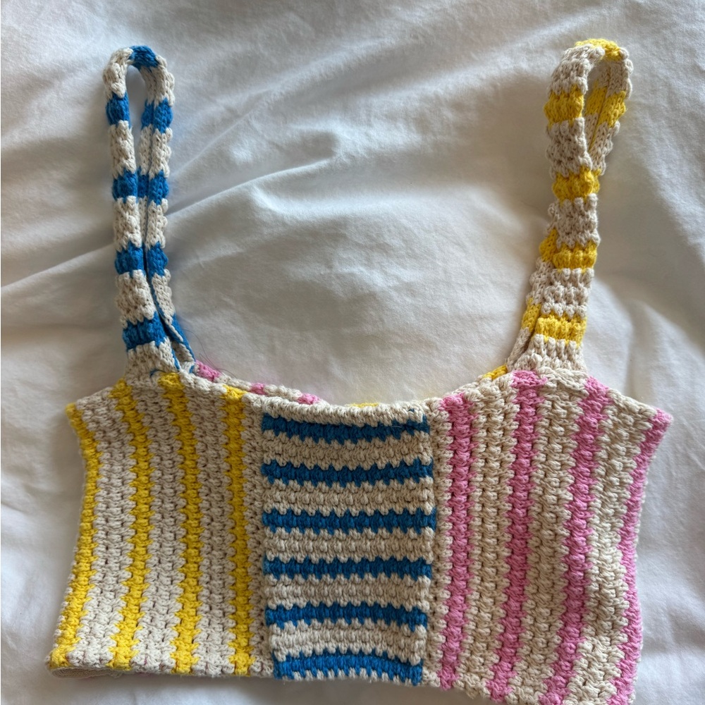 Colorful Striped Crochet Crop Top